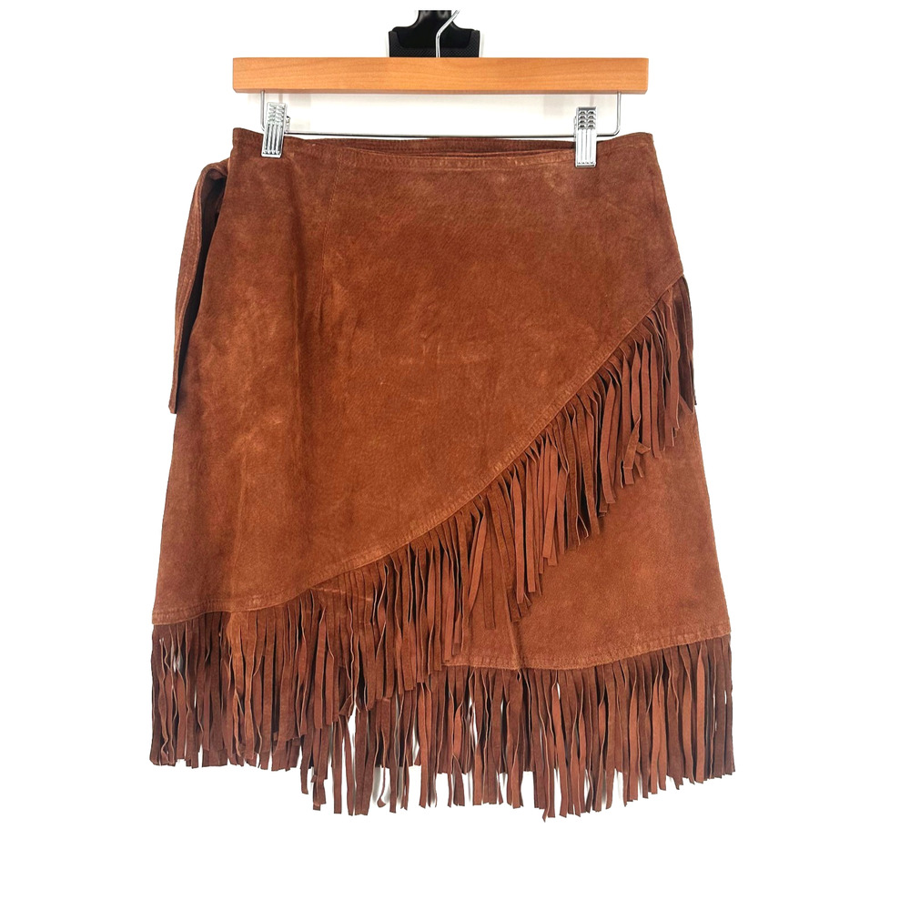 VTG Cedars Suede Fringe 2-Piece Set Skirt/Vest Large Cowgirl Western Festival - Picture 2 of 11